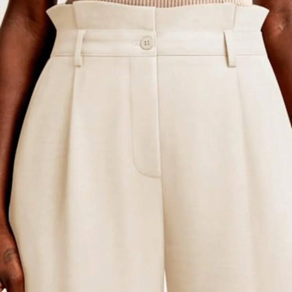 Wide Leg Work Pants High Waisted Paper Bag Waist Business Casual Trousers
